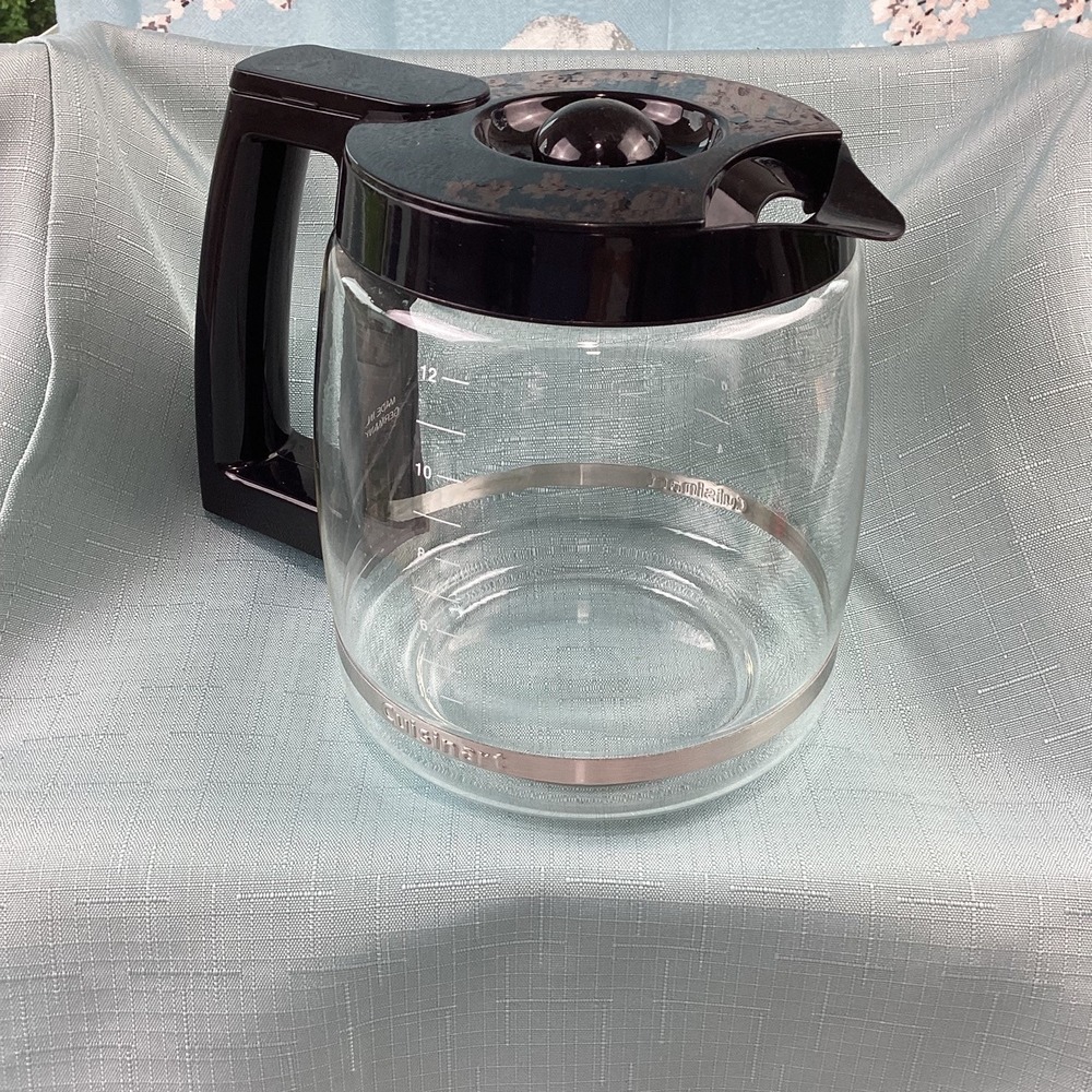 Cuisinart 12 Cup Replacement Glass Carafe Black Handle Lid Clear Coffee Pot